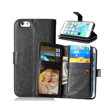 Lompakkotelo Flexi 9-kortti Apple iPhone 6, 6S  - musta