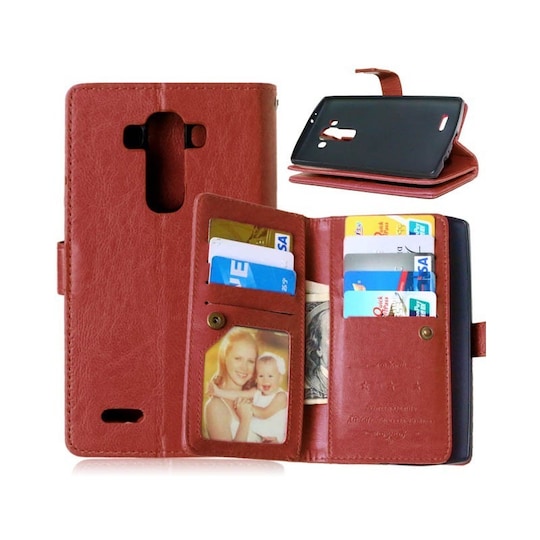 Lompakkotelo Flexi 9-kortti LG G4 (H815)  - ruskea