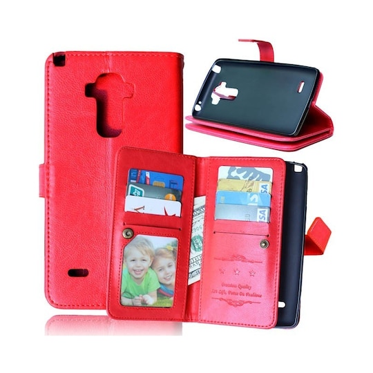Lompakkotelo Flexi 9-kortti LG G4 Stylus (H635)  - punainen