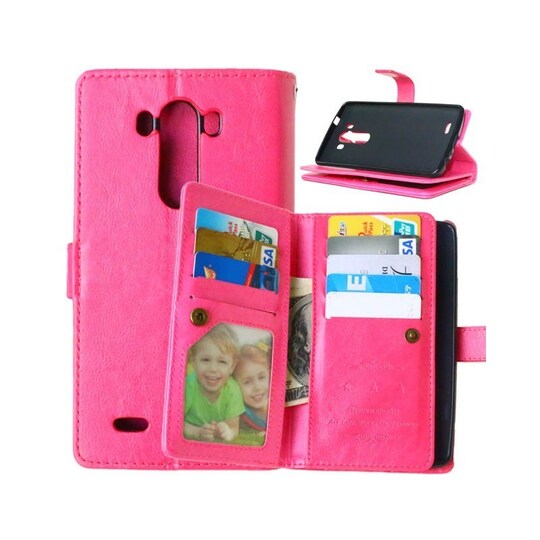 Lompakkotelo Flexi 9-kortti LG G3 (D855)  - pinkki