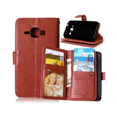 Lompakkotelo Flexi 9-kortti Samsung Galaxy J1 2015 (SM-J100H)  - ruske