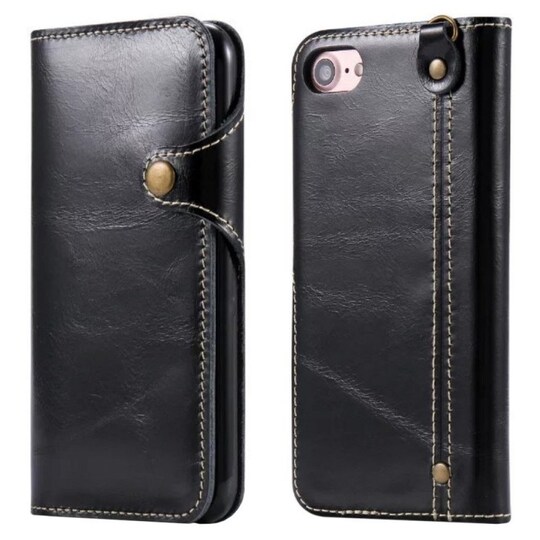 Retro lompakko nahka Apple iPhone 7/8  - musta
