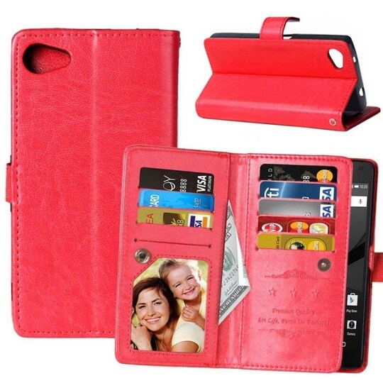 Lompakkotelo Flexi 9-kortti Sony Xperia Z5 Compact (E5823)  - punainen