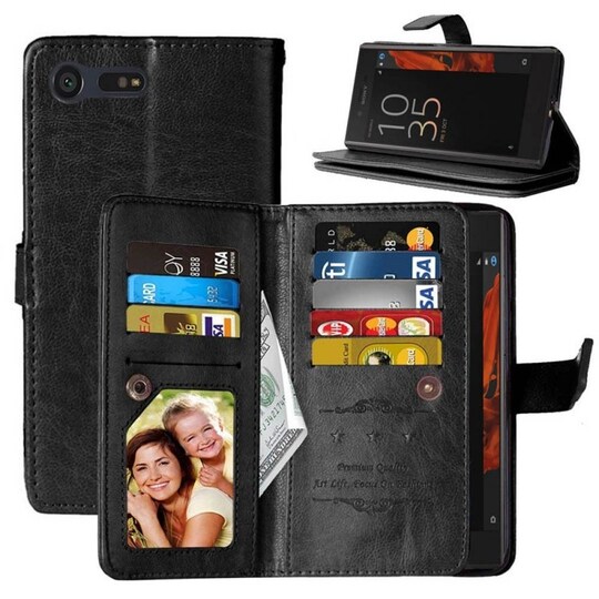 Lompakkotelo Flexi 9-kortti Sony Xperia X Compact (F5321)  - musta