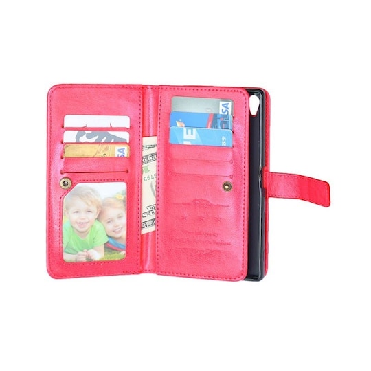 Lompakkotelo Flexi 9-kortti Sony Xperia XA (F3111)  - punainen