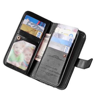 Lompakkotelo Flexi 9-kortti Samsung Galaxy J1 2016 (SM-J120F)  - musta