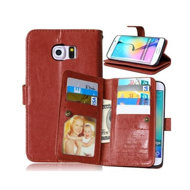 Lompakkotelo Flexi 9-kortti Samsung Galaxy S6 Edge (SM-G925F)  - ruske