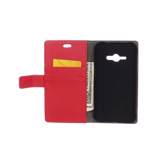 Lompakkokotelo 2-kortti Samsung Galaxy J1 Ace (SM-J110F)  - punainen