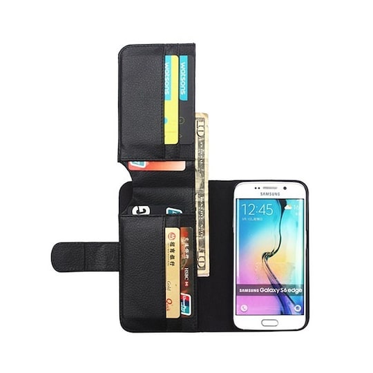 Lompakkokotelo 7-kortti Samsung Galaxy S6 Edge (SM-G925F)  - musta