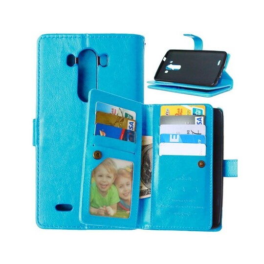 Lompakkotelo Flexi 9-kortti LG G3 (D855)  - Vaaleansininen