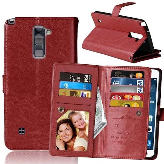 Lompakkotelo Flexi 9-kortti LG Stylus 2 Plus (K535N)  - ruskea