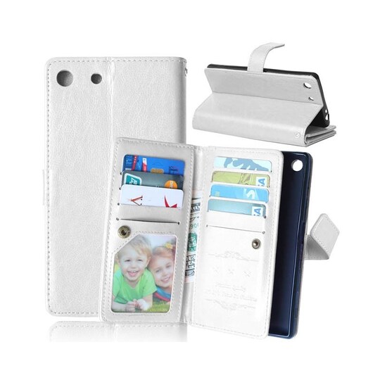 Lompakkotelo Flexi 9-kortti Sony Xperia M5 (E5663)  - valkoinen