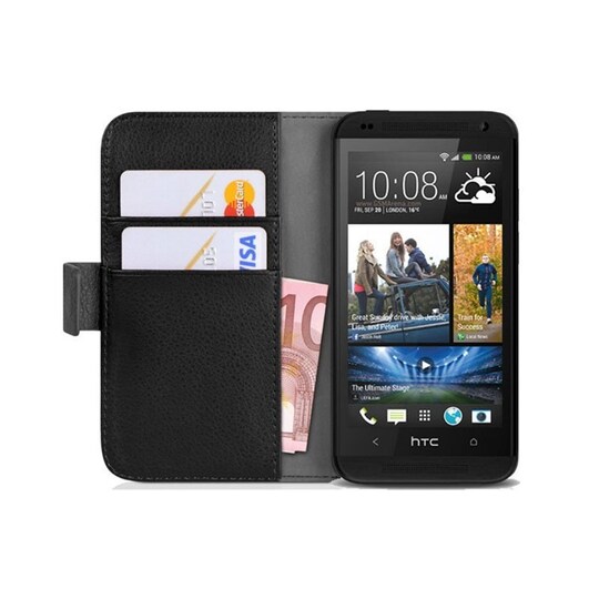 Lompakkokotelo 2-kortti HTC Desire 601  - musta