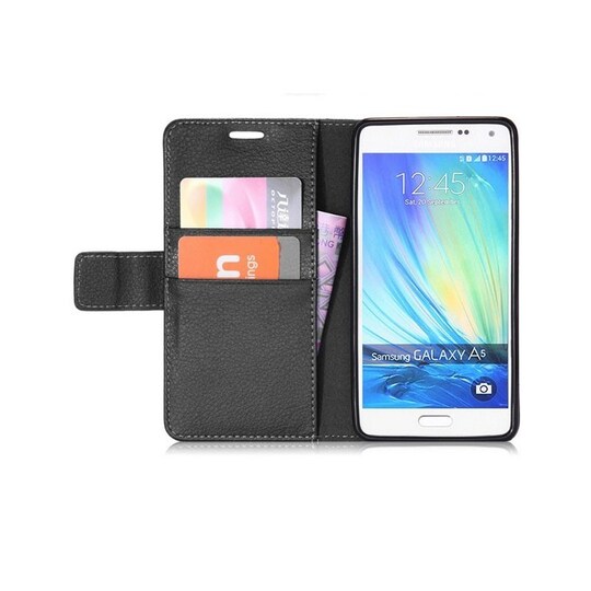 Lompakkokotelo 2-kortti Samsung Galaxy A5 2015 (SM-A500F)  - musta