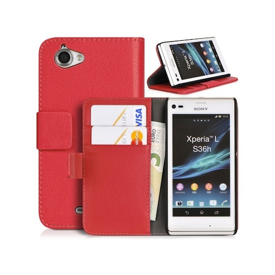 Lompakkokotelo 2-kortti Sony Xperia L (c2105)  - punainen