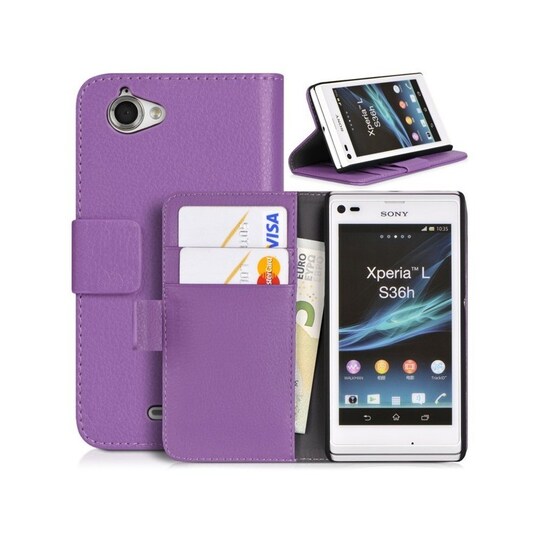 Lompakkokotelo 2-kortti Sony Xperia L (c2105)  - violetti