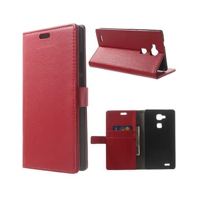 Lompakkokotelo 2-kortti Huawei Ascend Mate 7 (MT7-L09)  - punainen
