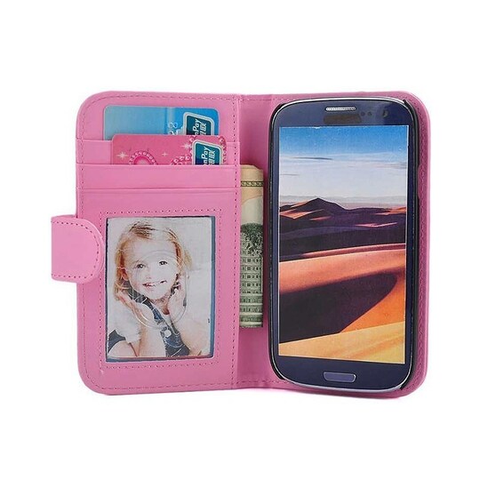 Lompakkokotelo Foto Samsung Galaxy S3 ( GT -i9300)  - vaaleanpunainen