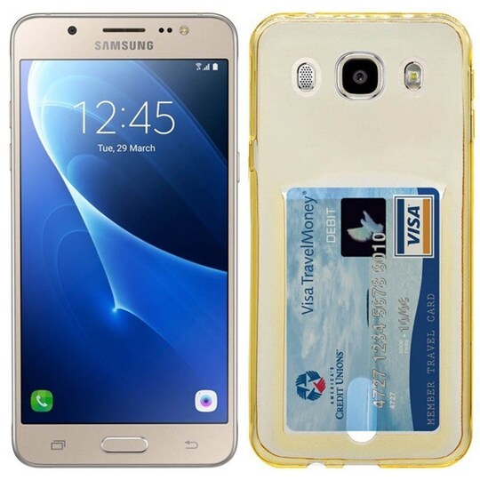 Silikonikuori kortilla Samsung Galaxy J7 2016 (SM-J710F)  - kulta