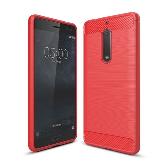 Harjattu TPU kuori Nokia 5 (TA-1053)  - punainen