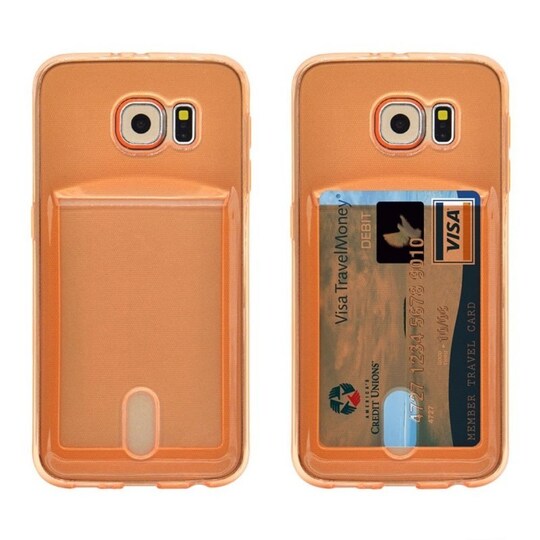 Silikonikuori kortilla Samsung Galaxy S6 Edge (SM-G925F)  - oranssi