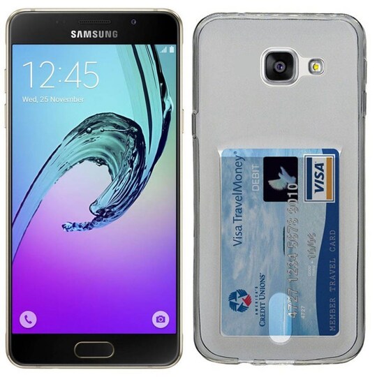 Silikonikuori kortilla Samsung Galaxy A5 2016 (SM-A510F)  - harmaa