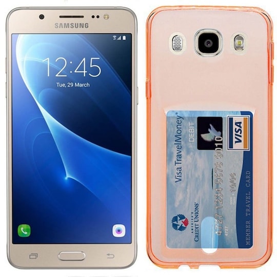 Silikonikuori kortilla Samsung Galaxy J7 2016 (SM-J710F)  - oranssi
