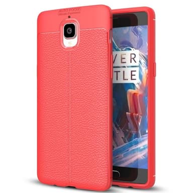 Nahkakuvioitu TPU kuori OnePlus 3 / 3T  - punainen