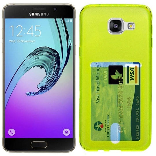 Silikonikuori kortilla Samsung Galaxy A7 2016 (SM-A710F)  - keltainen