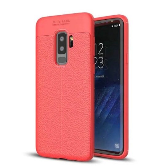 Nahkakuvioitu TPU kuori Samsung Galaxy S9 Plus (SM-G965F)  - punainen
