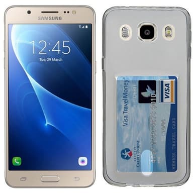 Silikonikuori kortilla Samsung Galaxy J7 2016 (SM-J710F)  - harmaa