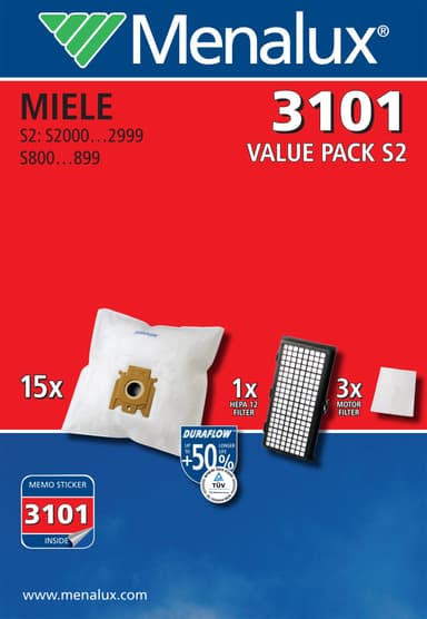 Menalux pölypussit ja suodattimet 3101 (Miele S2)