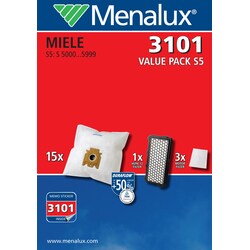Menalux pölypussi 3101 - Säästöpakkaus Miele S5/S8 sarjoille