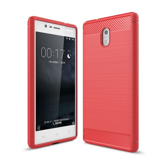 Harjattu TPU kuori Nokia 3 (TA-1032)  - punainen