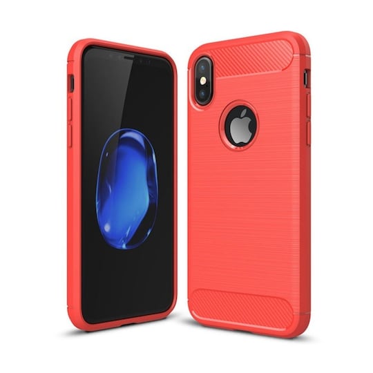 Harjattu TPU kuori Apple iPhone X / Xs  - punainen