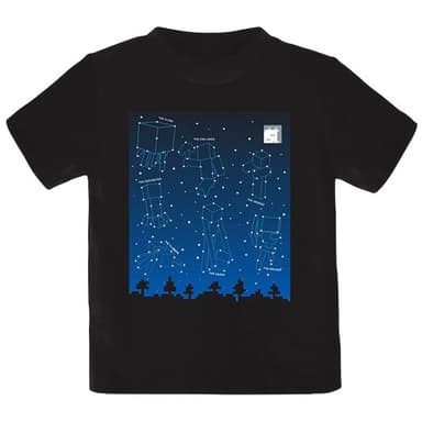Lasten Minecraft t-paita - Tähtikuviot (musta) (12-13v)