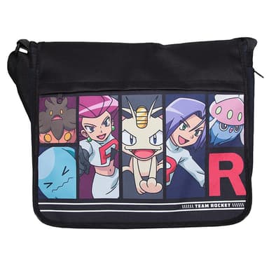 Pokemon Team Rocket kuvioitu olkalaukku (musta)