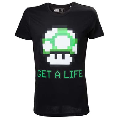 Nintendo - Mario Get a Life t-paita (musta) (XL)