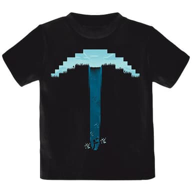 Lasten Minecraft t-paita - Hakku (musta) (9-10v)