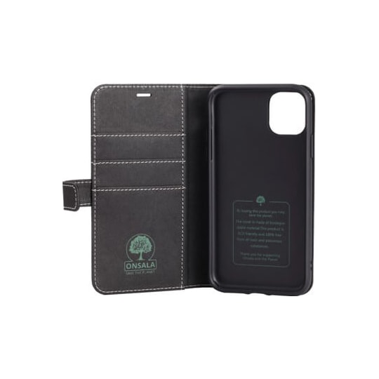 Gear Onsala iPhone 12 / 12 Pro eco lompakkokotelo (musta)
