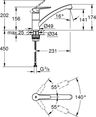 Grohe Start Eco hana matalalla nokalla (kromi)