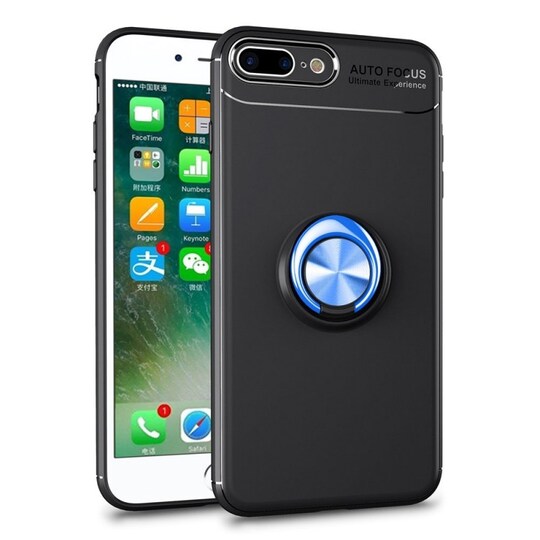 Slim Ring kotelo Apple iPhone 7+, 8+  - Musta / Sininen