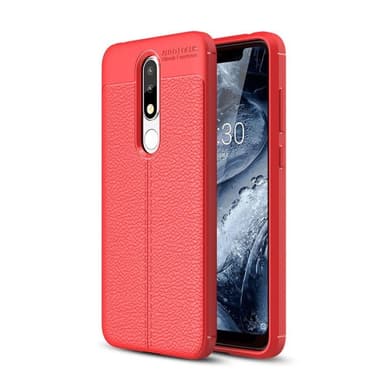 Nahkakuvioitu TPU kuori Nokia 5.1 Plus (TA-1109)  - punainen