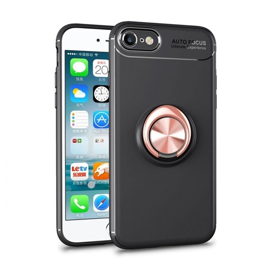 Slim Ring kotelo Apple iPhone 6, 6S  - Musta / Rose