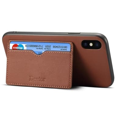 Denior nahkakotelo, korttipaikka Apple iPhone X / XS (5.8 ")  - ruskea