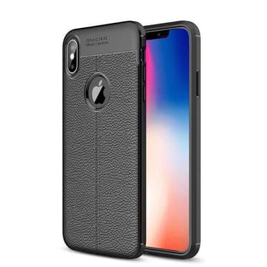Nahkakuvioitu TPU kuori Apple iPhone XS (5.8 ")  - musta
