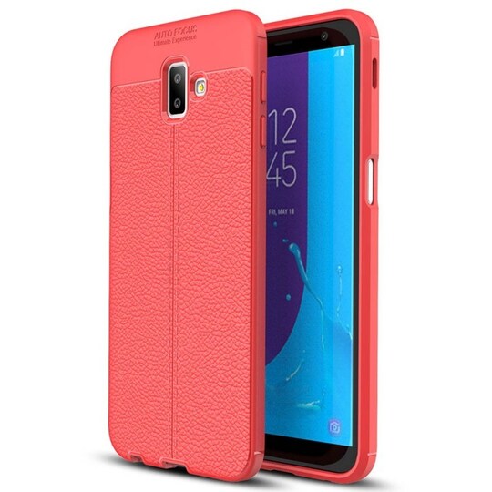 Nahkakuvioitu TPU kuori Samsung Galaxy J6 Plus (SM-J610F)  - punainen