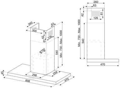Smeg liesituuletin KICT90BL (musta)