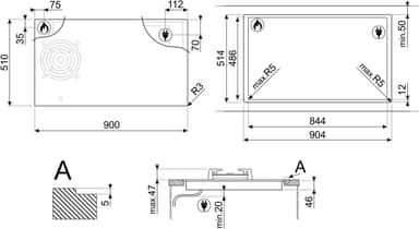 Smeg keittotaso, induktio/kaasu PM3953D (musta)