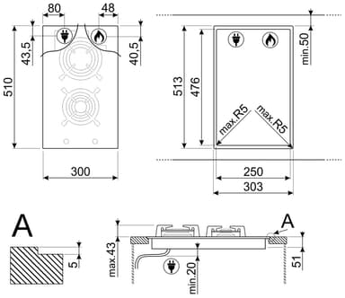 Smeg Classica kaasutaso PV332CN (musta)